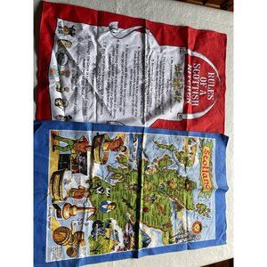 Scottish Themed Kitchen Tea Towels Set With Map & Rules Of A Scottish Home